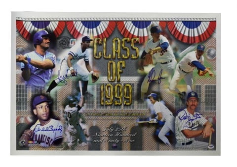 Class of 1999 Hall of Fame Postmarked Poster Signed by Ryan, Brett, Cepeda & Yount #91/99